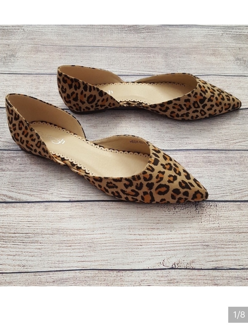 Leopard Print D’Orsay Pointed Ballet Flats Size 8